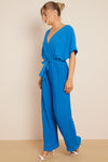 Royal Blue Wrap Pleated Jumpsuit