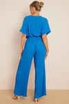 Royal Blue Wrap Pleated Jumpsuit