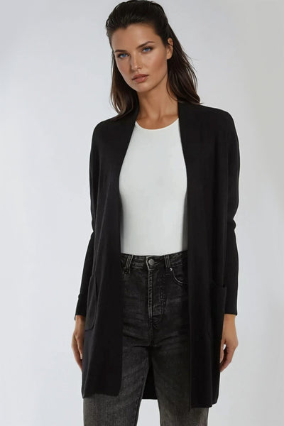 Black Knit Cardigan with Pockets