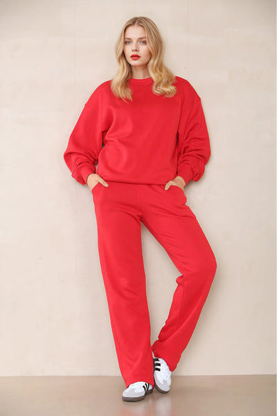 Red Premium Fleece Oversized Sweatshirt