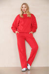 Red Premium Fleece Straight Leg Trousers