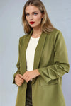 Khaki Blazer with Ruched Sleeves