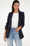 Navy Blazer with Ruched Sleeves