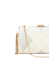 Ivory Satin Clutch Bag With Tassels