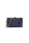 Navy Satin Clutch Bag With Tassels