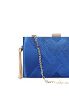 Royal Blue Satin Clutch Bag With Tassels