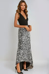 Black and Silver Sequin Maxi Skirt