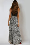 Black and Silver Sequin Maxi Skirt