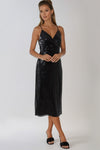 Black Sequin Wrap Front Cami Midi Dress