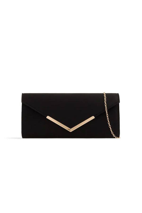 Black Suede Envelope Clutch Bag - Aftershock London