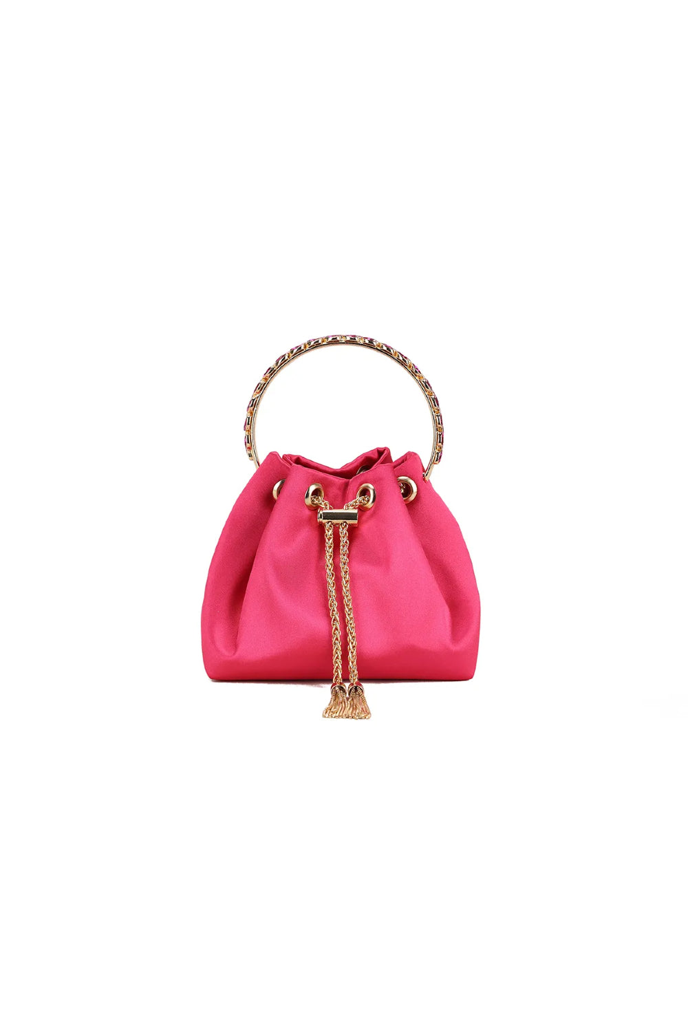 Fuchsia Top Handle Satin Evening Bag