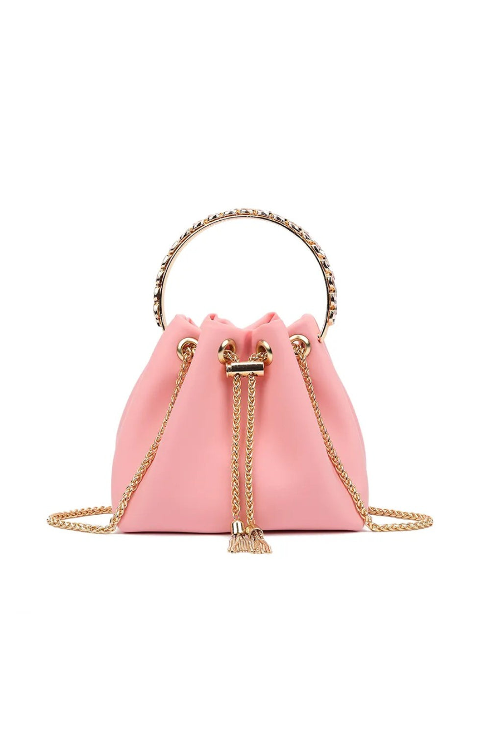 Pink Top Handle Satin Evening Bag