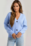 Blue V Neck Knit Cardigan