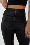 Black Zip Front Wet Look Leggings