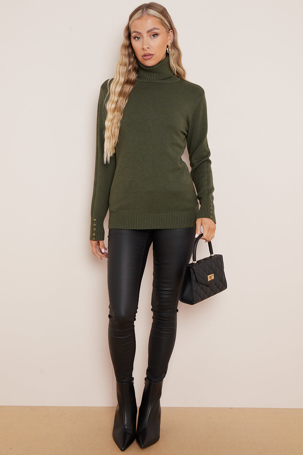 Khaki on sale roll neck