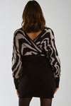 Black Batwing Sleeve Knitted Wrap Mini Dress