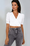 White Broderie Wrap Crop Top