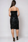 Black Sequin Velvet Mini Wrap Dress