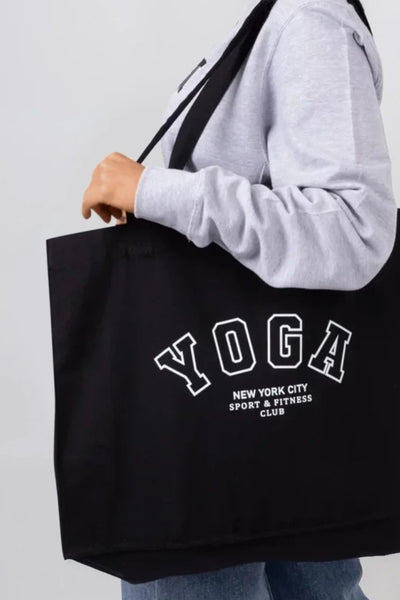 Black Yoga Canvas Tote Bag