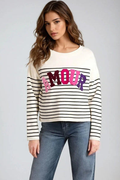 Stone 'Amour' Stripe Jumper