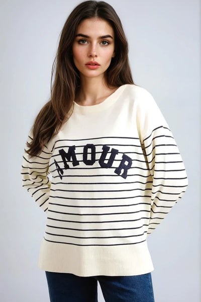 Ivory 'Amour' Stripe Jumper