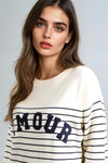 Ivory 'Amour' Stripe Jumper