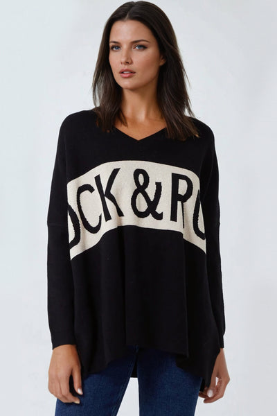 PULL COL V ROCK &amp; ROLL NOIR