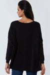 Black Rock & Roll Metallic Jacquard V-Neck Jumper