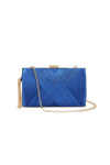 Royal Blue Satin Clutch Bag With Tassels