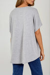 Grey Oversized V Neck T Shirt