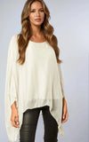 Beige Silk Batwing Sleeve Blouse