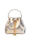 Gold Top Handle Leather Look Bag