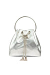 Silver Top Handle Leather Look Bag