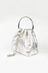 Silver Top Handle Leather Look Bag