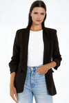 Black Blazer with Ruched Sleeves