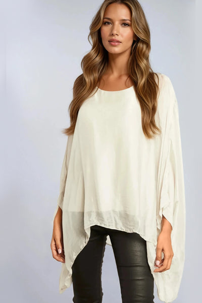 White Silk Round Neck Blouse