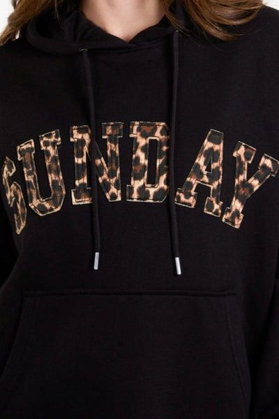 Black Leopard Print Sunday Hoodie