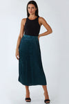 Green Leopard Print Pleated Midi Skirt