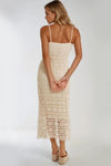 Beige Crochet Strappy Maxi Dress