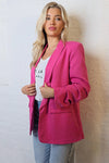 Fuchsia Blazer with Ruched Sleeves