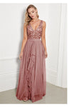 Yasmin Rose Gold Sequin Top Tiered Maxi Dress